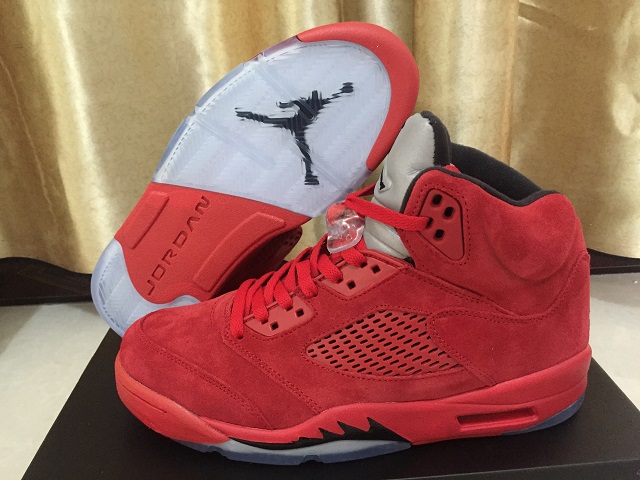 Women Jordan Shoes 5 Grade AAA Red Suede [Women Cheap Jordans 5 37]